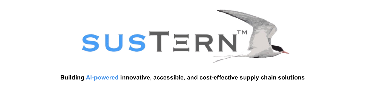 SUSTERN: AI-Powered Supply Chain Solutions - Innovative, Accessible & Cost-Effective. Bird Logo.