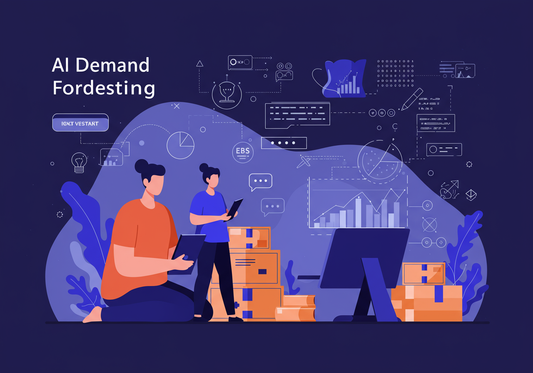 AI-Powered Demand Forecasting Interface showing a dashboard with graphs and charts predicting future demand, reflecting optimized inventory management.