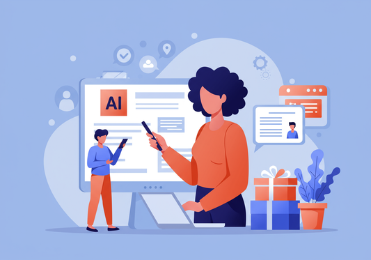 Conceptual illustration of an AI Shopping Agent, showcasing its ability to personalize the online shopping experience for customers.