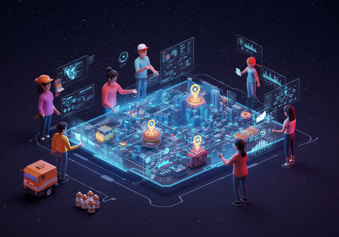 Holistic AI Integration in D2C Business: Illustrating the interconnectedness of marketing, operations, and sales with AI-driven solutions.