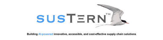 Sustern: AI-Powered Supply Chain Solutions. Innovative bird logo. 